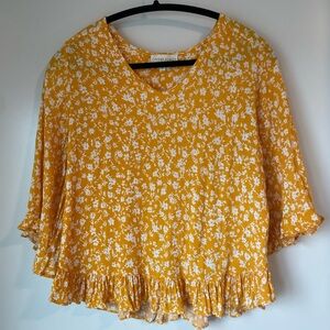 Cynthia Rowley Mustard Floral Blouse